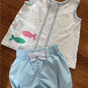 The Beaufort Bonnet Company White and Light Blue Fish Set